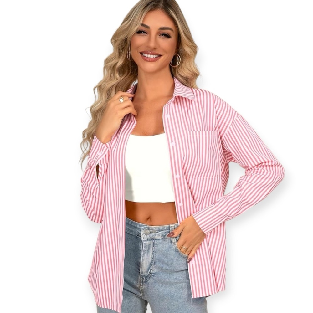 Woman’s Striped Button Down Shirt